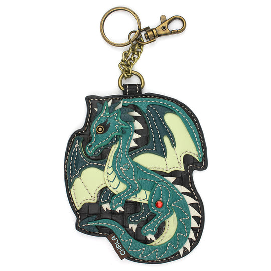 Key Fob/Coin Purse - Turquoise Dragon