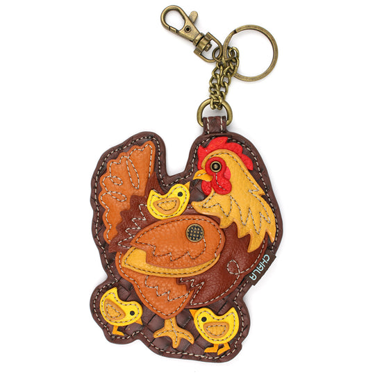Key Fob/Coin Purse - Hen With Chicks
