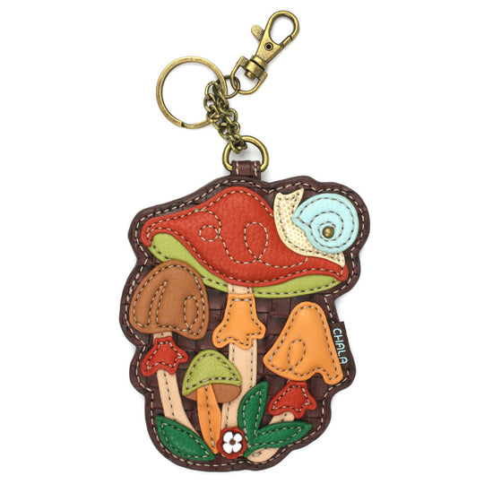 Key Fob/Coin Purse - Brown Mushrooms