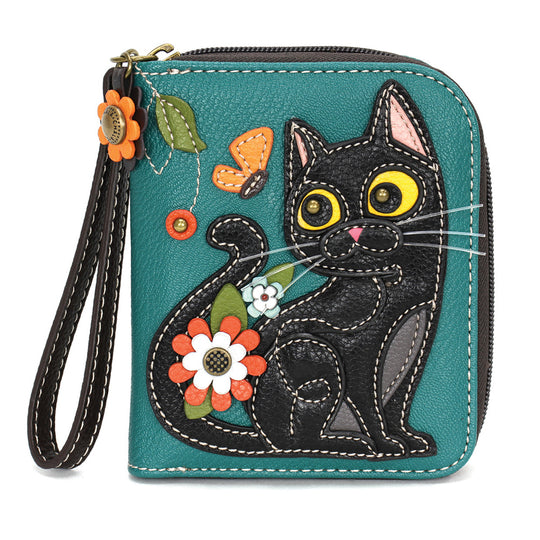 Zip-Around Wallet - Black Cat