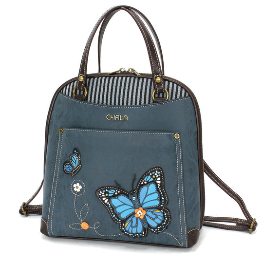 Convertible Backpack Purse - Blue Butterfly