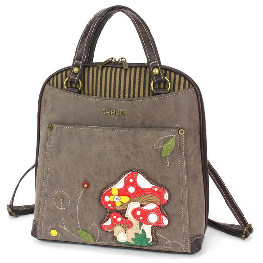 Convertible Backpack Purse - Mushrooms