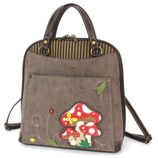 Convertible Backpack Purse - Mushrooms