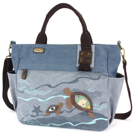 Canvas Print Pocket Tote - Turtles
