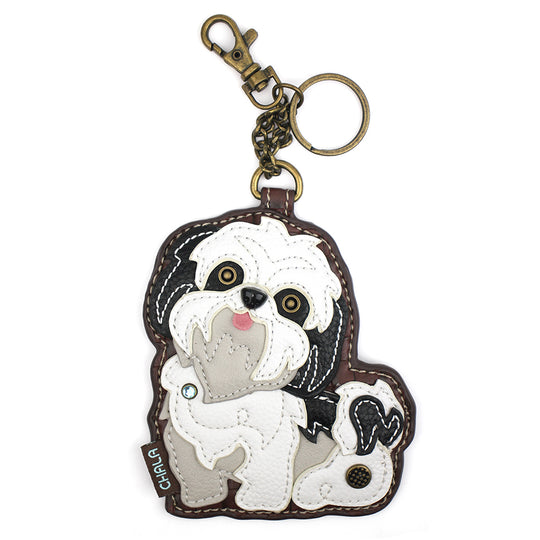 Key Fob/Coin Purse - Shih Tzu - white