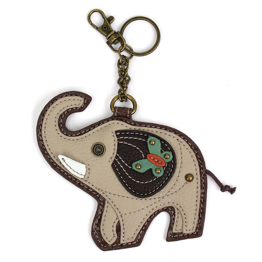 Key Fob/Coin Purse - Elephant - gray