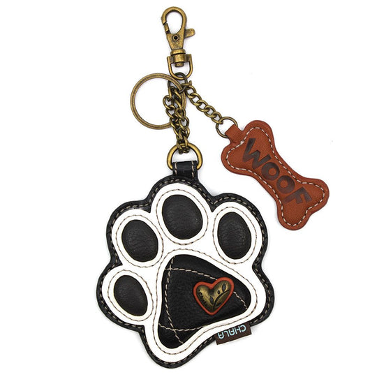 Key Fob/Coin Purse - B&W Pawprint