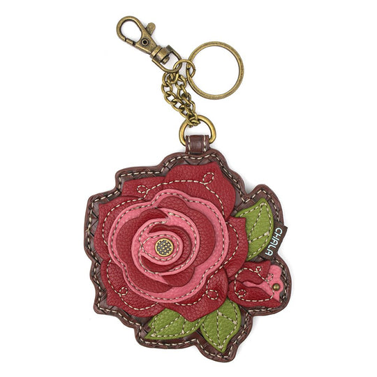 Key Fob/Coin Purse - Rose - red