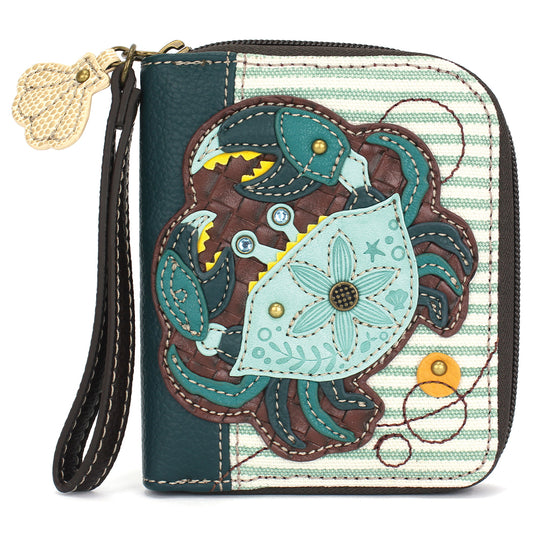 Zip Around Wallet - Teal Crab