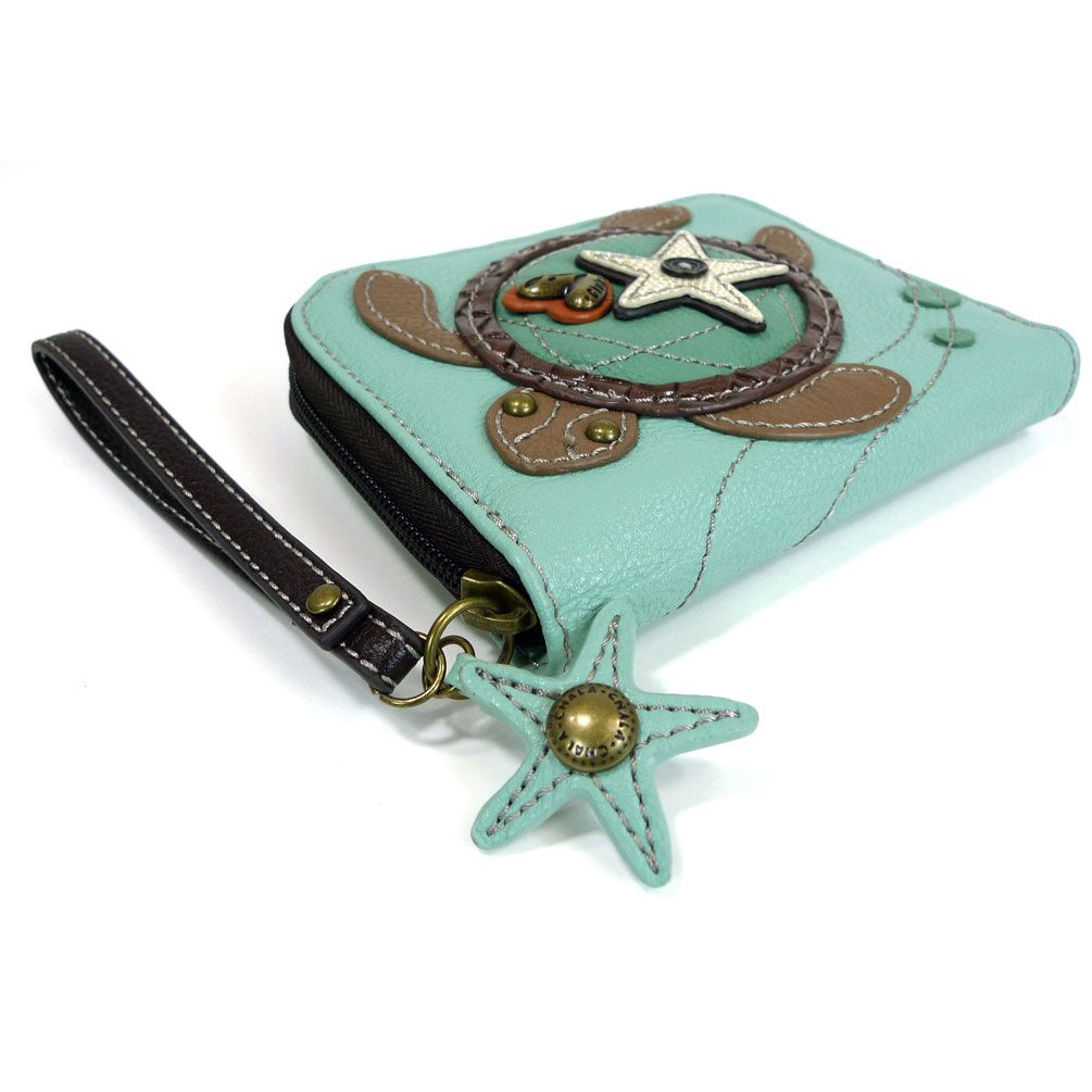 Black Sea Turtle PU Leather Zipper Wallet Turtle Wallet 