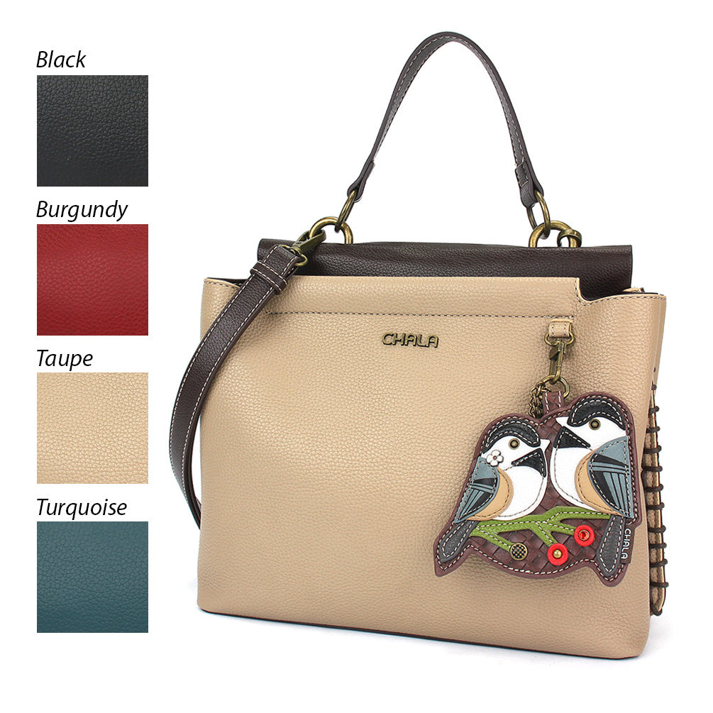 CHALA Adjustable Satchel Bag – Faux Leather Purse With Detachable Strap & Cactus Key Fob, Multi-Compartment