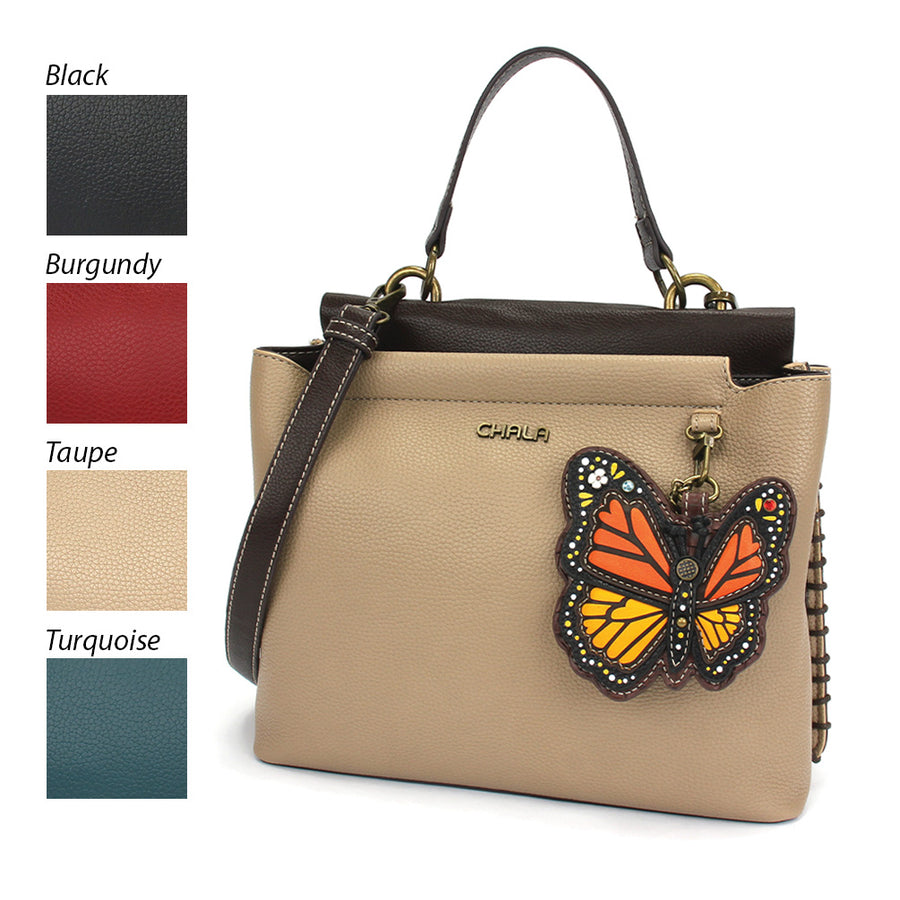 CHALA Charming Satchel Handbag With Adjustable Strap - Medium, Faux Leather With Detachable Key Fob